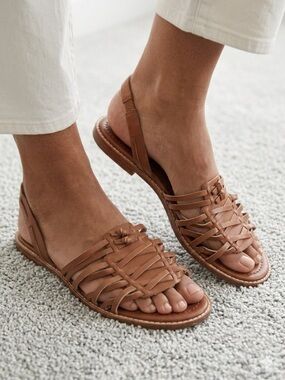 Madewell Woven Leather Slingback Sandals in Tan Size 10